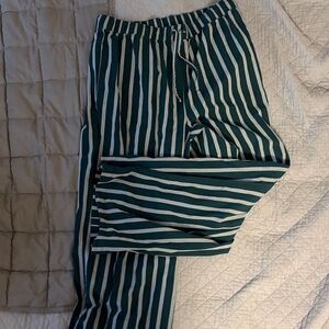 Old Navy Green and White Striped Linen Pants